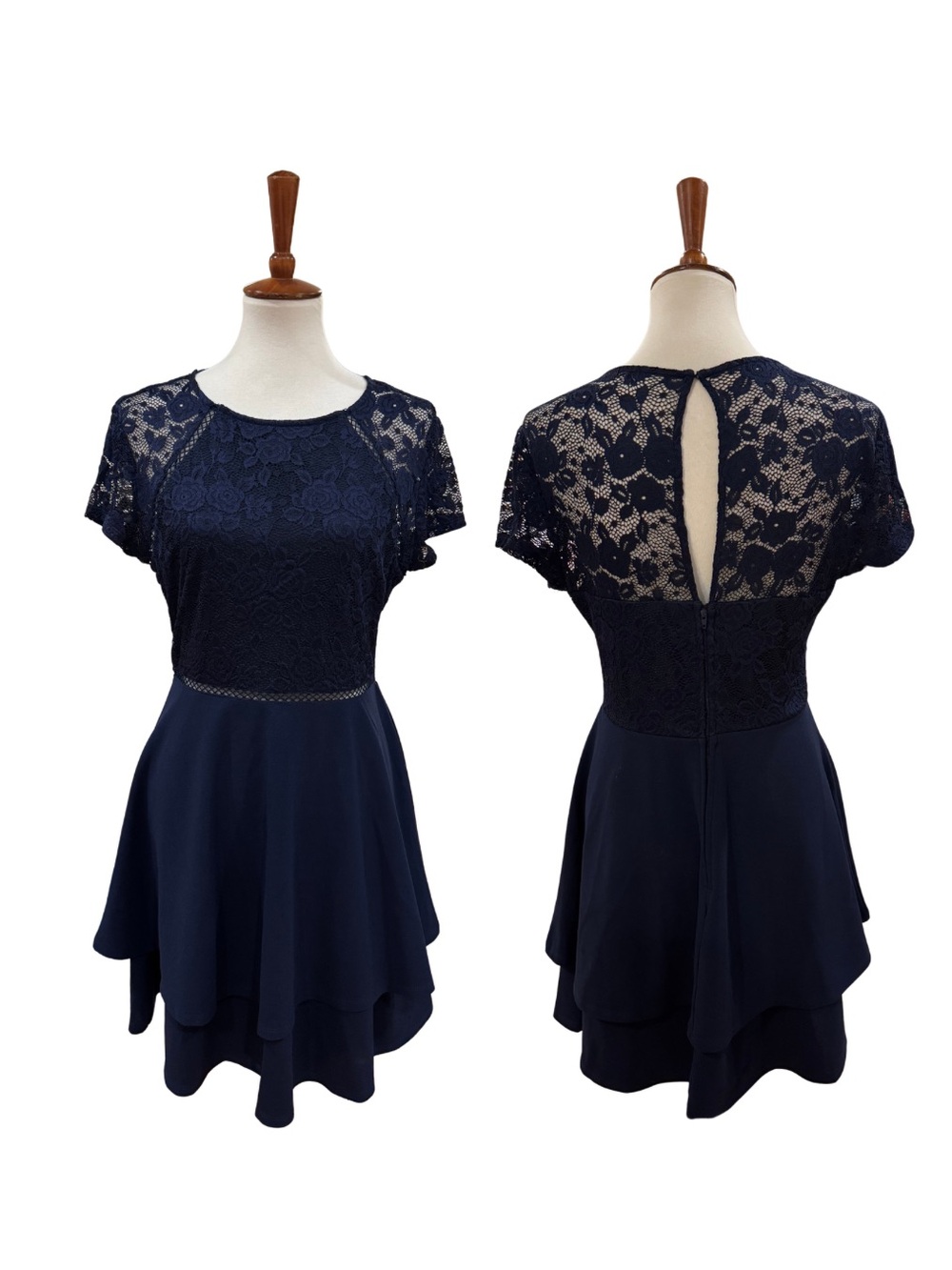 City Studio Navy Lace Fit & Flare Mini Dress